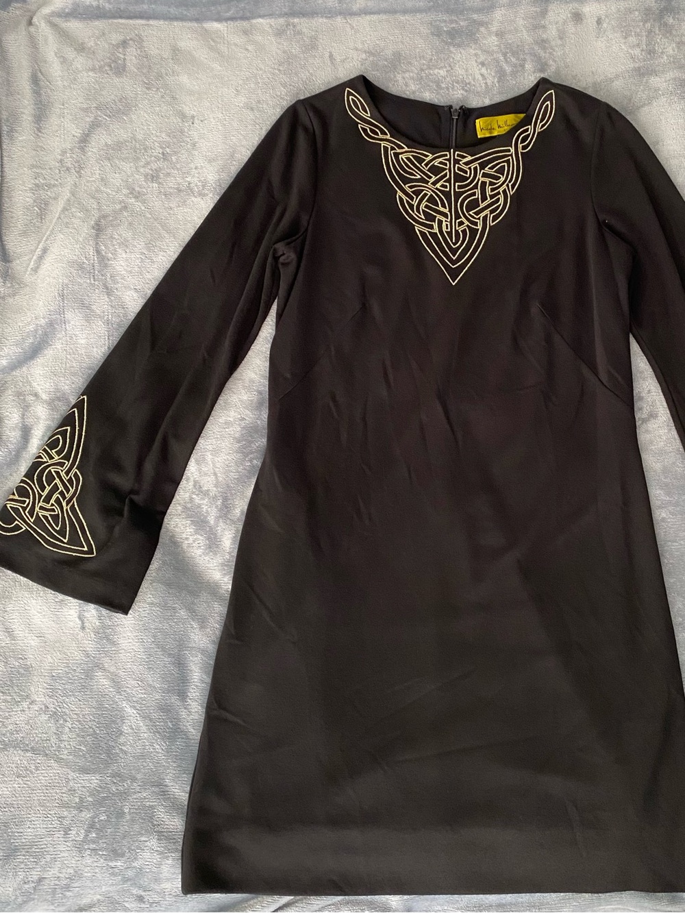 Witchy Black and Gold Celtic Dress by Nicole Miller size Small